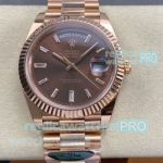 ARF Swiss 3255 Rolex Day-Date Brown Baguette Dial Rose Gold President Watch 